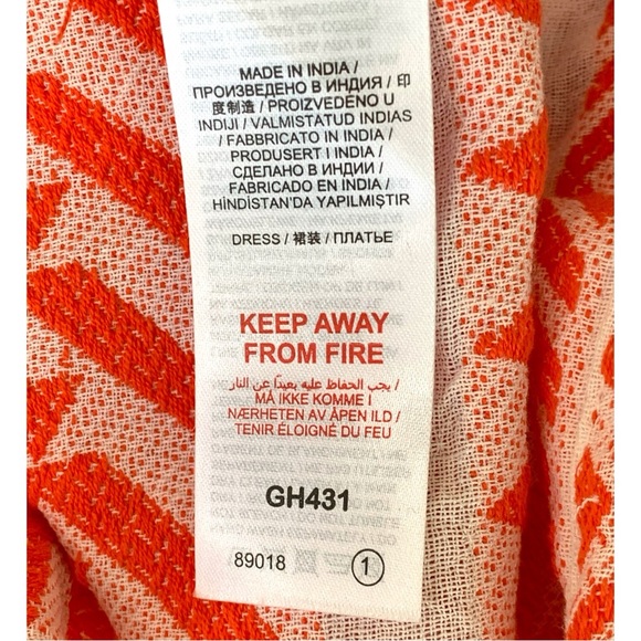 SIMPLY BE ORANGE WHITE GEO STRIPED JACQUARD COTTON MINI TUNIC DRESS WOMEN SZ 24 - Picture 9 of 12
